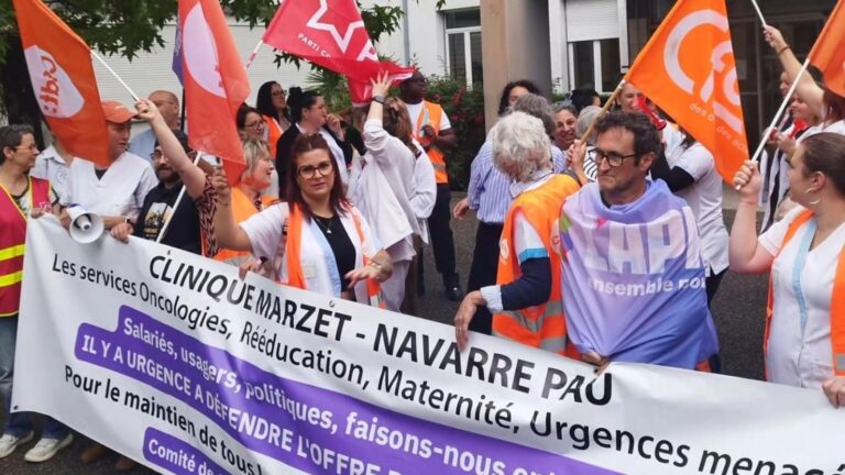 manifestation contre la fermeture des cliniques Navarre et Marzet